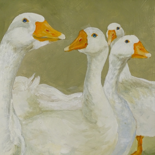 1262 - Clive Fredriksson, oil on board, gaggle of geese, 30