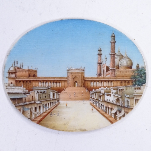 1272 - Indian School circa 1900, miniature watercolour on ivory, Indian palace, 2