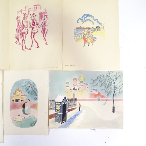 1275 - William Townsend (1909 - 1973), folder of 8 drawings and watercolours, circa 1930s