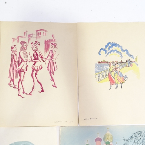 1275 - William Townsend (1909 - 1973), folder of 8 drawings and watercolours, circa 1930s