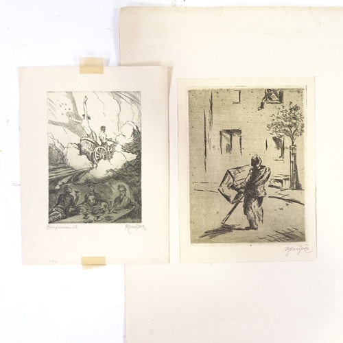 1282 - Jan Konupek (1883 - 1950), 2 etchings, signed in pencil, unframed