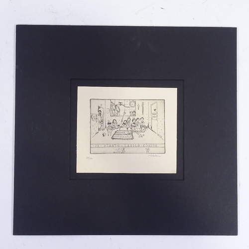 1284 - Endre Vadasz (1901 - 1944), etching, circa 1930, nursery scene, signed in pencil, no. 38/100, image ... 