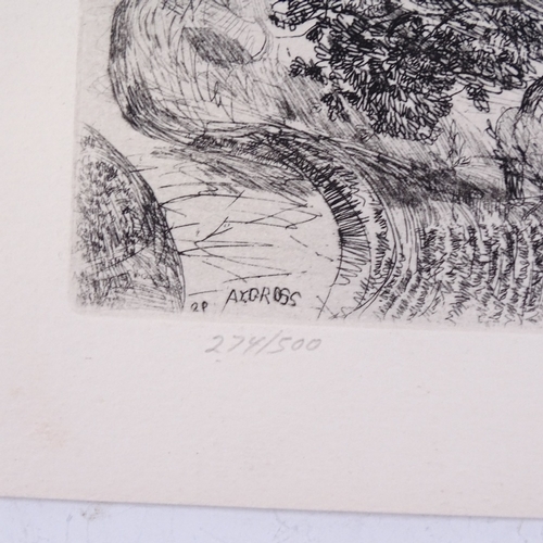 1285 - Anthony Gross, etching, Continental landscape, signed in the plate, no. 274/500, plate size 6