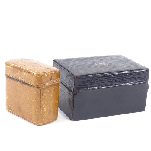 47 - 2 leather cased travelling inkwells, largest 7cm long.