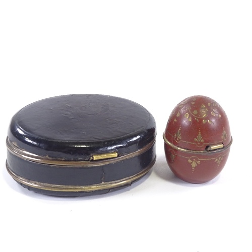 48 - A 19th century German Navy travelling inkwell, together with an 18th century French egg shaped inkwe... 