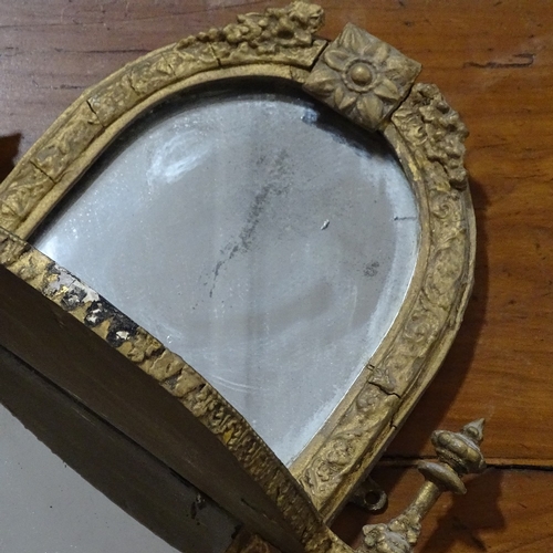 72 - A pair of 19th century gilt-gesso framed wall brackets with mirror backs, height 78cm