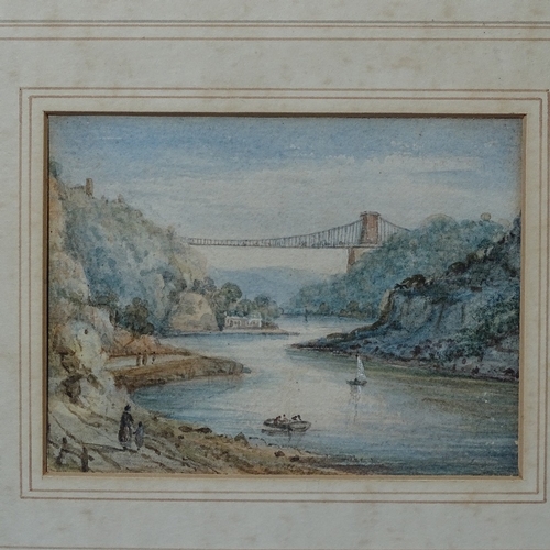 1297 - 3 19th century watercolours, Clifton Bridge, Tregothan House and a harbour scene, unsigned, largest ... 