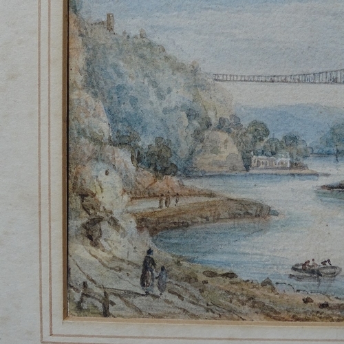 1297 - 3 19th century watercolours, Clifton Bridge, Tregothan House and a harbour scene, unsigned, largest ... 