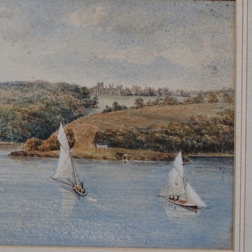 1297 - 3 19th century watercolours, Clifton Bridge, Tregothan House and a harbour scene, unsigned, largest ... 