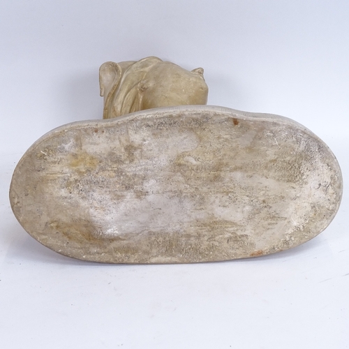 21 - A mid-century plaster sculpture, bust of a young lady, indistinctly signed on back G V Vizeienbergh?... 