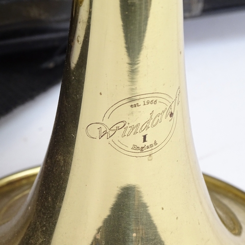 36 - A Windcraft WTR-110 gold lacquered 3-valve trumpet, serial no. 502468, in original carrying case, RR... 