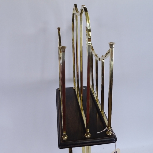 46 - A Victorian Hall BM (Birmingham) brass and oak revolving Canterbury/magazine rack, stamped 1699, ove... 