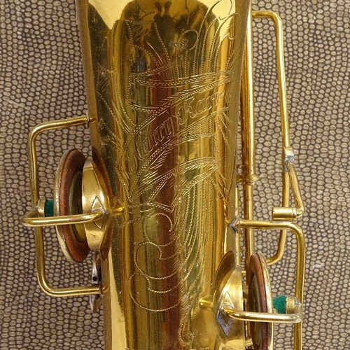 55 - A Harry Karr Autograph gold lacquered alto saxophone, with A Lelandais mouthpiece, serial no. 821, h... 