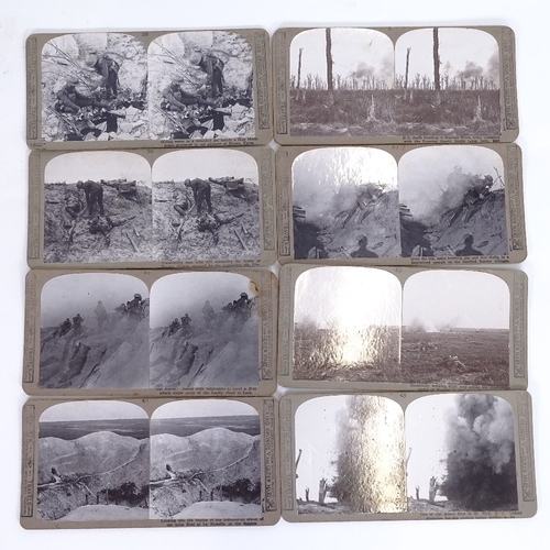 8 - A collection of First War stereoscopic viewing cards, including Hill 60, No Man's Land, and aircraft... 