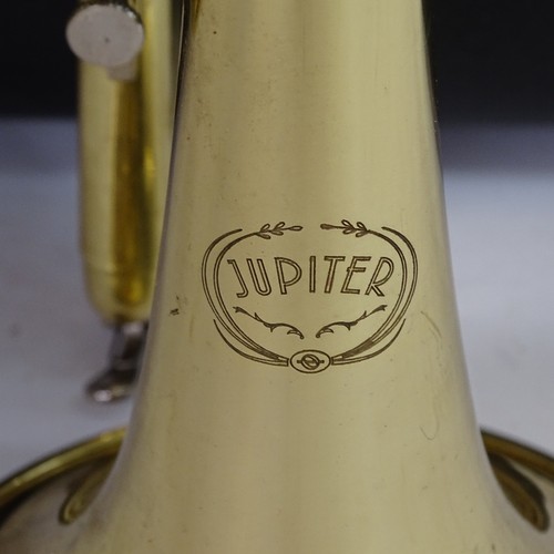 41 - A Jupiter JCR-520M gold lacquered 3-valve cornet, serial no. E50393, length 36cm, in original Jupite... 