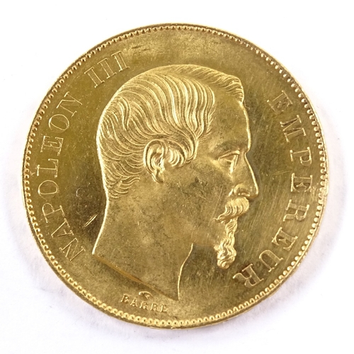 100 - France Napoleon III 50 franc gold coin 1855, .900 gold, 16.2g