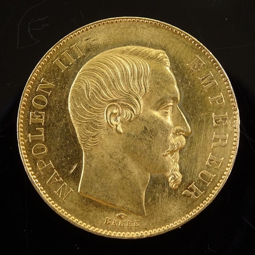 100 - France Napoleon III 50 franc gold coin 1855, .900 gold, 16.2g