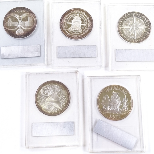 106 - 5 999 silver commemorative medals, issued by Britannia Commemorative Society Ltd (5)