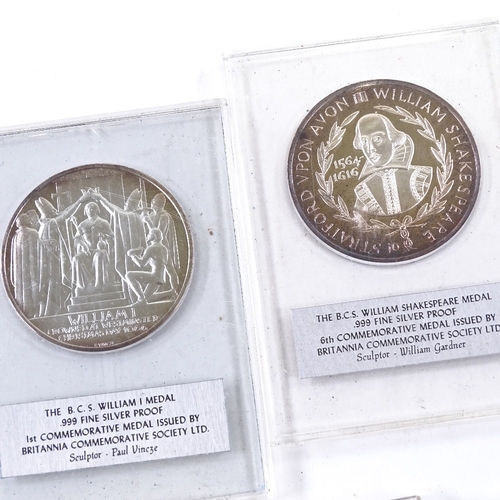 106 - 5 999 silver commemorative medals, issued by Britannia Commemorative Society Ltd (5)