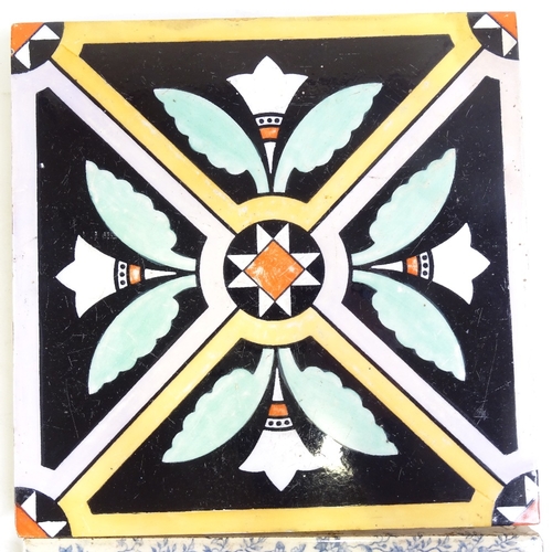 193 - 4 large period tiles, including a Minton Art Nouveau tile, 20.5cm square.