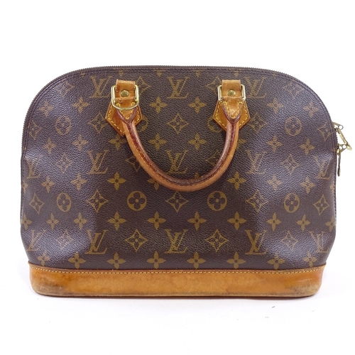 65 - Louis Vuitton, monogram Alma handbag with tan leather handles and mounts, length 36cm, height 24cm, ... 