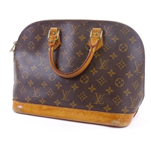 65 - Louis Vuitton, monogram Alma handbag with tan leather handles and mounts, length 36cm, height 24cm, ... 