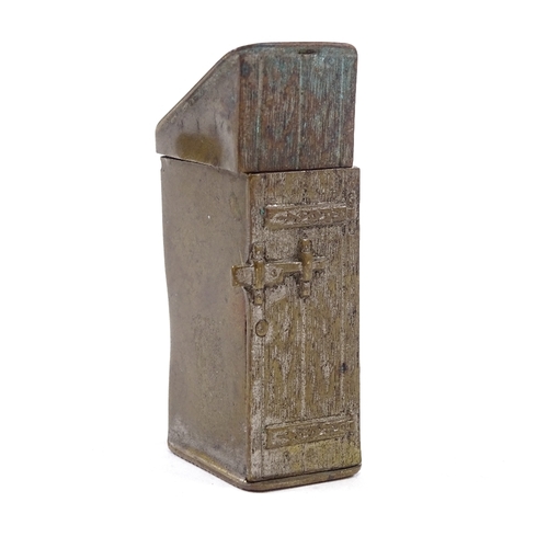 79 - A Victorian brass novelty Vesta case, in the form of a man sitting in a privy