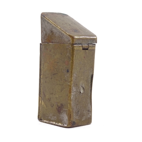 79 - A Victorian brass novelty Vesta case, in the form of a man sitting in a privy