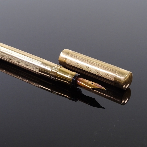 87 - 9ct gold Swan fountain Pen, marked 