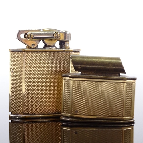 89 - 2 vintage lighters with 9ct gold bodies, Elishorn Auto-Tank No.513331, and another tank style lighte... 