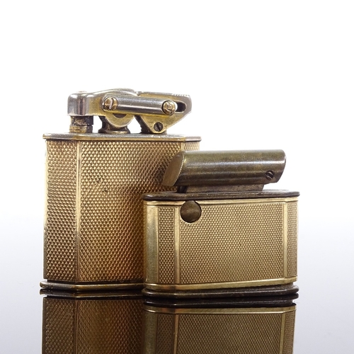 89 - 2 vintage lighters with 9ct gold bodies, Elishorn Auto-Tank No.513331, and another tank style lighte... 