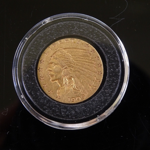 97 - USA 2.50 dollar quarter eagle gold coin 1909, .900 gold, 4.2g