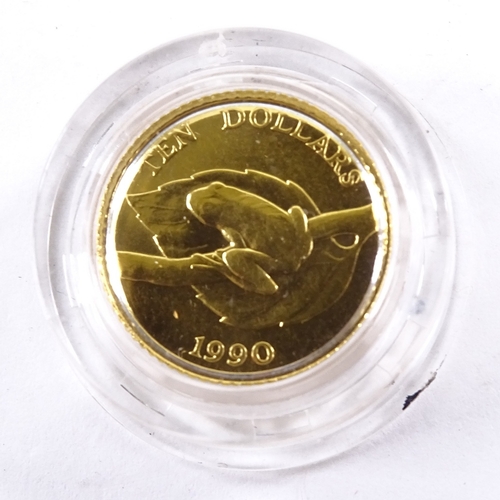 99 - A Bermuda 10 dollar gold coin 1990, .999 gold, 3.13g