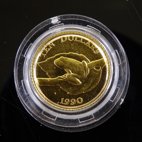 99 - A Bermuda 10 dollar gold coin 1990, .999 gold, 3.13g