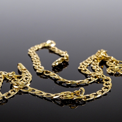 536 - A 9ct gold flat curb link chain necklace, necklace length 50cm, 9.4g