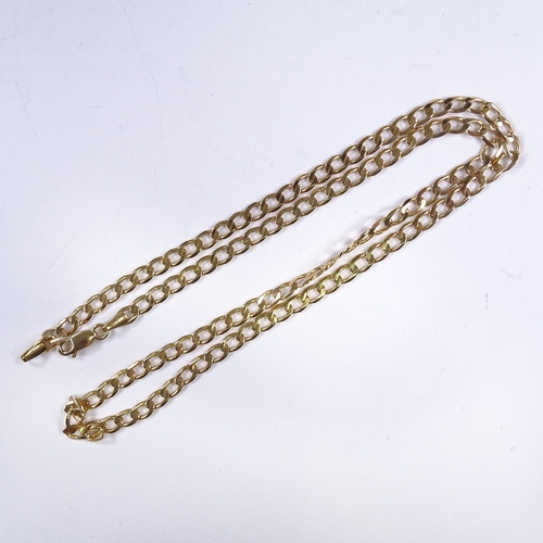 536 - A 9ct gold flat curb link chain necklace, necklace length 50cm, 9.4g