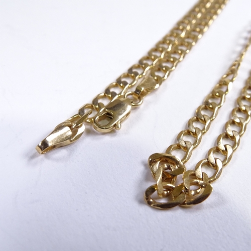 536 - A 9ct gold flat curb link chain necklace, necklace length 50cm, 9.4g