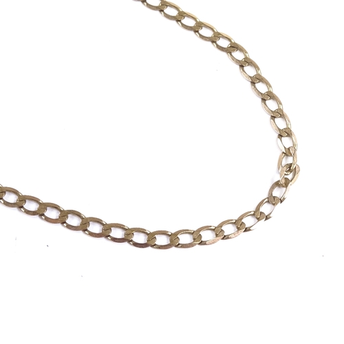 548 - An Italian 9ct gold flat curb link chain necklace, necklace length 50cm, 8.9g