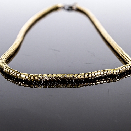 551 - A 9ct gold snake link chain necklace, necklace length 42cm, 11.7g