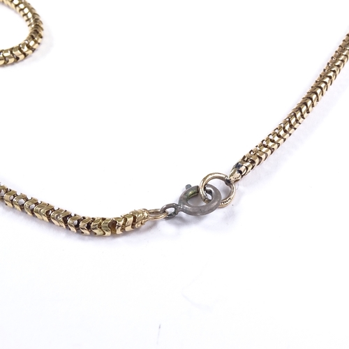 551 - A 9ct gold snake link chain necklace, necklace length 42cm, 11.7g