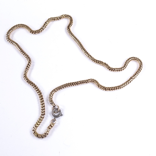 551 - A 9ct gold snake link chain necklace, necklace length 42cm, 11.7g