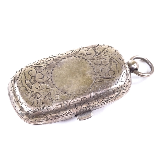 558 - *WITHDRAWN* An Edwardian silver double sovereign case, allover bright-cut engraved foliate decoratio... 