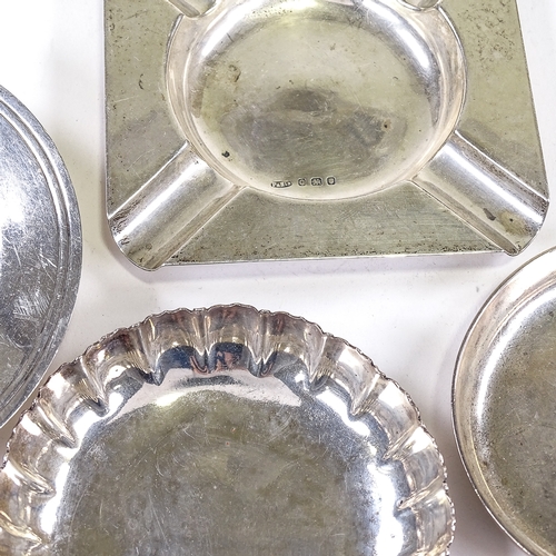 570 - 4 silver dishes, including Irish example by West & Son, hallmarks 1910, largest diameter 11.5cm, 9.1... 