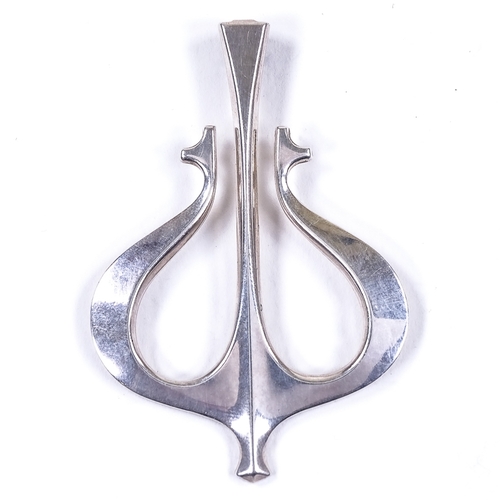 581 - TORIL BJORG FOR DAVID ANDERSEN - a Vintage modernist sterling silver Viking revival ship pendant, pe... 