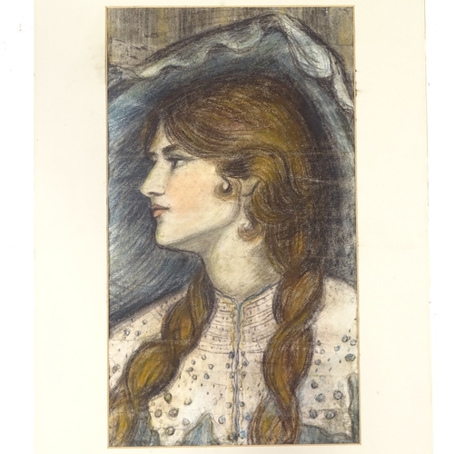 1255 - New Zealand School, colour pastels, portrait of a girl, circa 1910, unsigned, 17