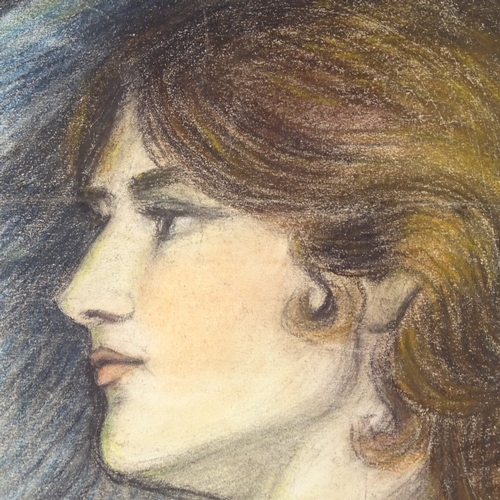 1255 - New Zealand School, colour pastels, portrait of a girl, circa 1910, unsigned, 17