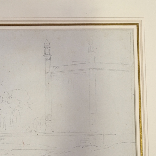 1258 - Attributed to William Daniell (1749 - 1840), pencil drawing, Indian buildings, unsigned, 8.5