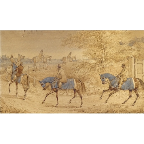 1260 - Attributed to Henry Alken, 19th century watercolour, horse riders, signed, 4.5