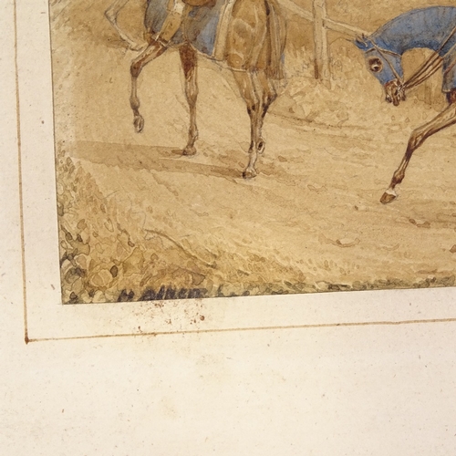 1260 - Attributed to Henry Alken, 19th century watercolour, horse riders, signed, 4.5