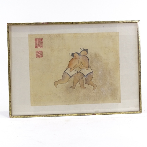 1262 - Japanese colour woodblock print, Sumo Wrestlers, image 12